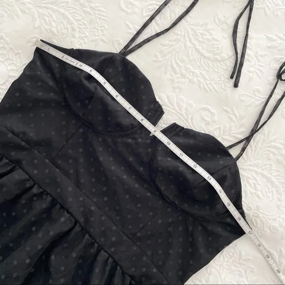 NWOT Lulus Romantic Spot Black Polka Dot Mesh Tiered Midi Dress - Picture 6 of 8